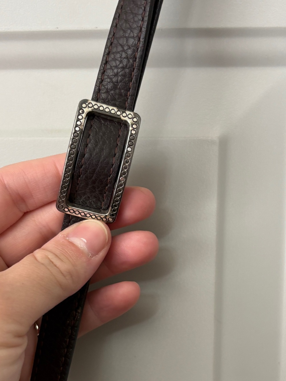 Brighton Brown and Dark-Brown Leather Crossbody with Decorative Cutwork - Picture 6 of 9